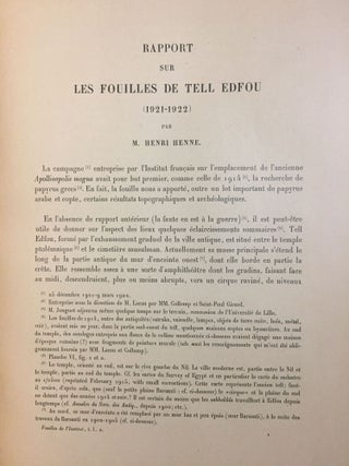 Rapports préliminaires. Tome I. 2e partie: Tell Edfou (1921-1922). Tome II. 3e partie: Tell Edfou (1923 et 1924). Tome VI. 4e partie: Tell Edfou (1928).[newline]M3317b-04.jpg