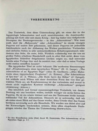 Der Vorwurf an Gott in den "Mahnworten des Ipu-wer" (Pap. Leiden I 344 recto, 11,11 - 13,8; 15,13 - 17,3). Zur geistigen Krise der ersten Zwischenzeit und ihrer Bew&auml;ltigung.