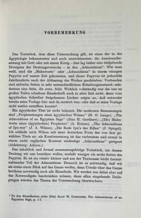 Der Vorwurf an Gott in den "Mahnworten des Ipu-wer" (Pap. Leiden I 344 recto, 11,11 - 13,8; 15,13 - 17,3). Zur geistigen Krise der ersten Zwischenzeit und ihrer Bewältigung.
