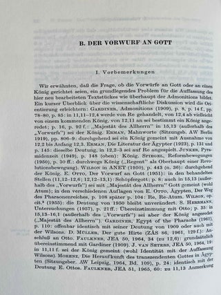 Der Vorwurf an Gott in den "Mahnworten des Ipu-wer" (Pap. Leiden I 344 recto, 11,11 - 13,8; 15,13 - 17,3). Zur geistigen Krise der ersten Zwischenzeit und ihrer Bew&auml;ltigung.