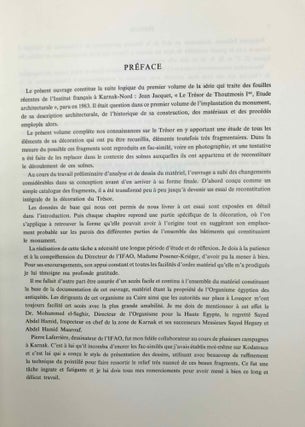 Karnak Nord. Tome VI: Le trésor de Thoutmosis Ier. La décoration. Fasc. 1: Texte. Fasc. 2: Planches (complete set)
