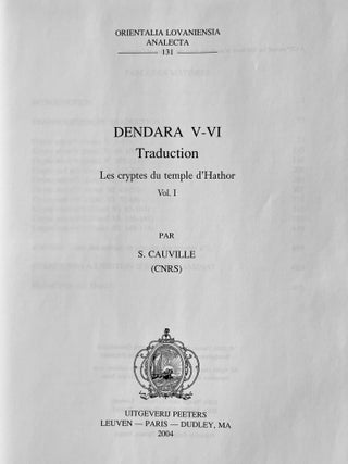 Dendara V-VI: Les cryptes du temple d'Hathor. Vol. I: Traduction. Vol. II: Index phraséologique (complete set)[newline]M3342a-01.jpeg