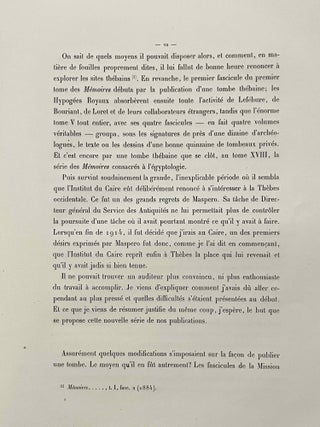 Tombes thébaines. Fasc. 3: Nécropole de Dirâ abû'n-Naga: Le tombeau d'Amonmos (1e et 4e parties, all published): 1e partie (texte)