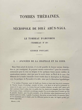 Tombes thébaines. Fasc. 3: Nécropole de Dirâ abû'n-Naga: Le tombeau d'Amonmos (1e et 4e parties, all published): 1e partie (texte)[newline]M3368-09.jpeg