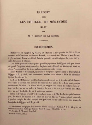 Rapports préliminaires. Tome III. 1e partie: Médamoud (1925). Fouilles. Tome IV. 1e partie: Médamoud (1926). Fouilles.[newline]M3378a-05.jpg