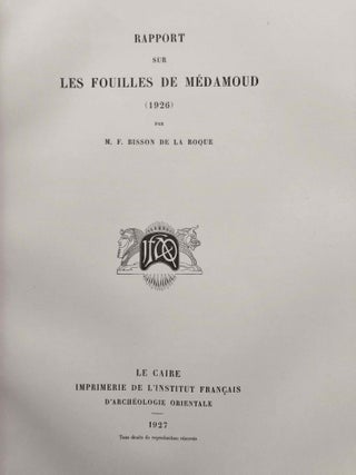 Rapports préliminaires. Tome III. 1e partie: Médamoud (1925). Fouilles. Tome IV. 1e partie: Médamoud (1926). Fouilles.[newline]M3378a-17.jpg