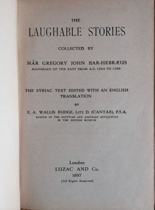 Item #M3379 The laughable stories collected by Mâr Gregory John Bar-Hebraeus, Maphrian of the...[newline]M3379.jpg