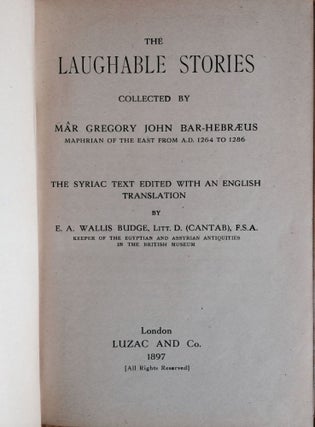 Item #M3379 The laughable stories collected by Mâr Gregory John Bar-Hebraeus, Maphrian of the...