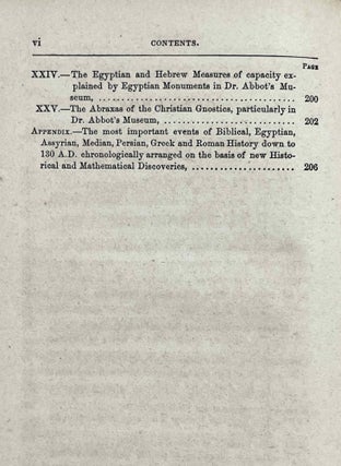 Summary of recent discoveries in biblical chronology, universal history and Egyptian archaeology. With Special Reference to Dr. Abbott's Egyptian Museum in New-York. Together with A Translation of the First Sacred Book of the Ancient Egyptians.[newline]M3383-08.jpeg