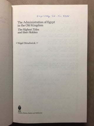 The administration of Egypt in the Old Kingdom. The highest titles and their holders.[newline]M3407a-01.jpg