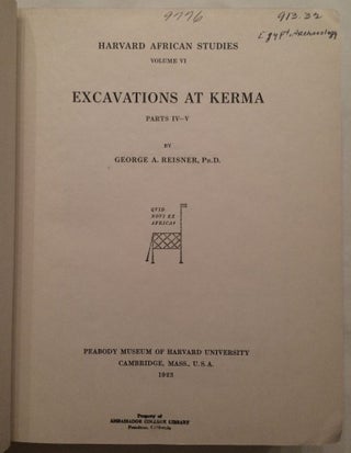 Excavations at Kerma. Parts I-III & IV-V & VI (complete set)[newline]M3408-05.jpg
