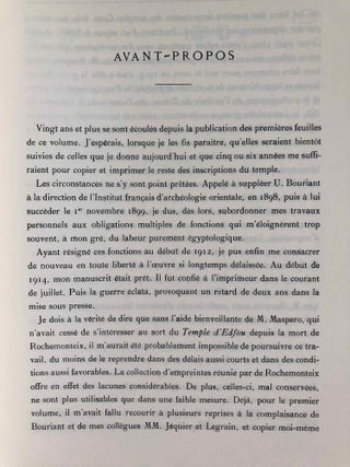 Le temple d'Edfou. Tome I (fasc. 1,2,3,4, complete) & Tome II (fasc. 1 & 2, complete)