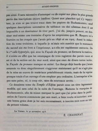 Le temple d'Edfou. Tome I (fasc. 1,2,3,4, complete) & Tome II (fasc. 1 & 2, complete)
