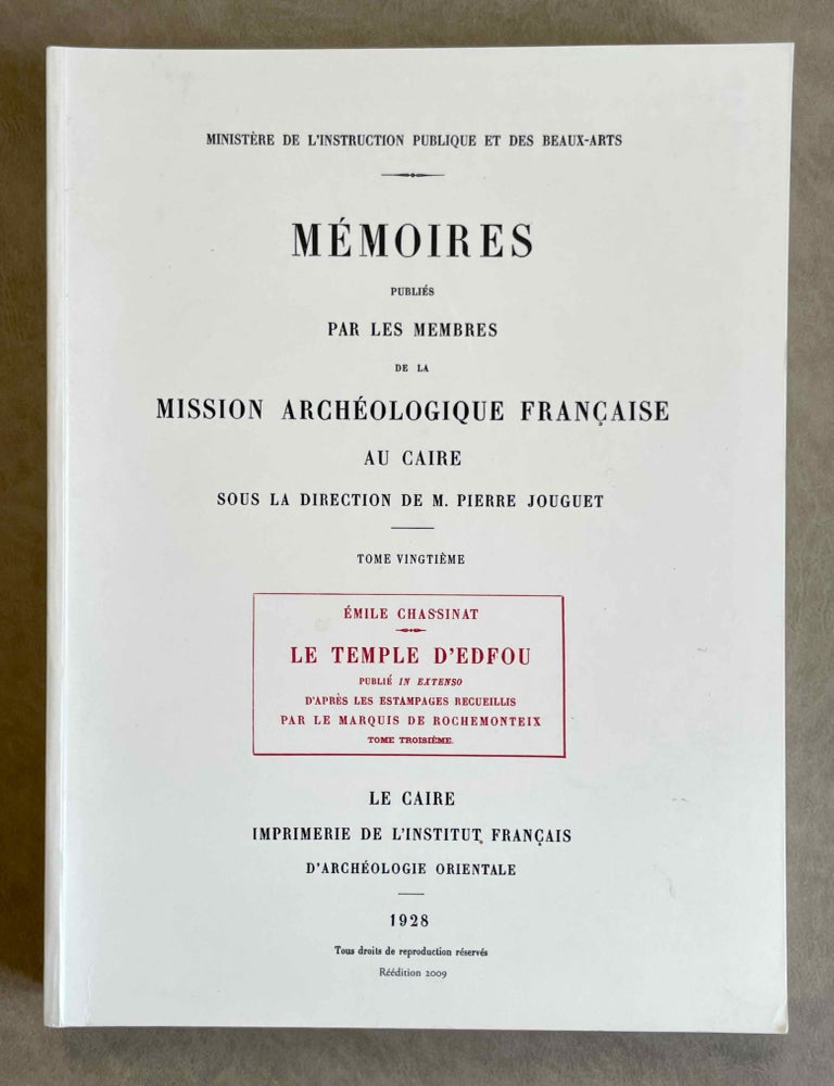 Item #M3426d Le temple d'Edfou. Tome III. CHASSINAT Emile.[newline]M3426d-00.jpeg