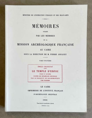 Item #M3426d Le temple d'Edfou. Tome III. CHASSINAT Emile
