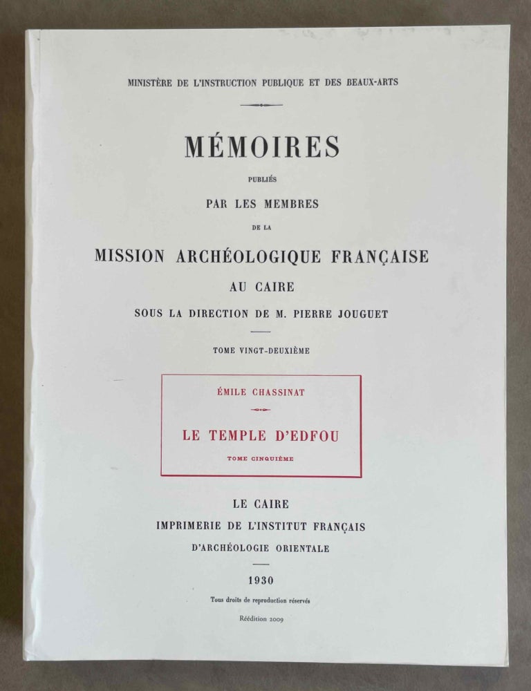 Item #M3428a Le temple d'Edfou. Tome V. CHASSINAT Emile.[newline]M3428a-00.jpeg