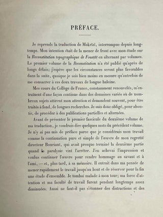 Maqrîzî - Livre des admonitions et de l'observation pour l'histoire des quartiers et des monuments (Kitâb al mawâ`idh wali`tib`ar fî dhikr al khitat walâthâr, in Description topographique et historique de l'Egypte, Tome IV)