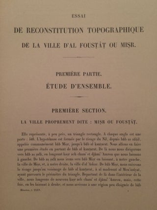 Essai de reconstitution topographique de la ville d'al-Foustât ou Misr. Tome I. Fasc. 1, 2 & 3 (all published)[newline]M3459a-03.jpg