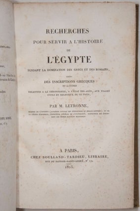 Item #M3520 Recherches pour servir à l'histoire de l'Égypte pendant la domination des...