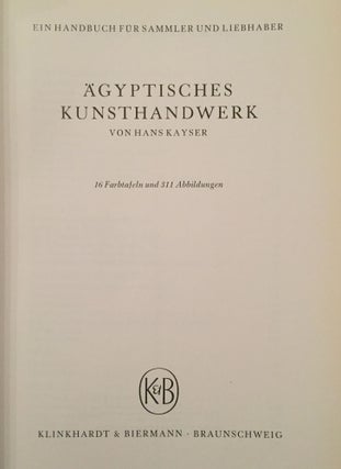 Ägyptisches Kunsthandwerk. Ein Handbuch für Sämmler und Liebhaber.[newline]M3523-01.jpg