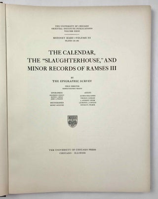 Medinet Habu. The Epigraphic survey. Vol. III: The Calendar, the “Slaughterhouse,” and Minor Records of Ramses III[newline]M3526b-05.jpeg