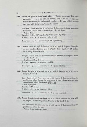 Catalogue des ostraca hiératiques littéraires de Deir el-Medineh. Tome I, Fasc. 1-2-3. Nos 1001-1108. Tome II, Fasc. 1-2-3. Nos 1109-1266. Tome III, Fasc 1-2-3. Nos 1267-1675. Tome IV, Nos 1676-1774. Tome V, Nos 1775-1873 et 1156 (complete run)[newline]M3588b-18.jpeg