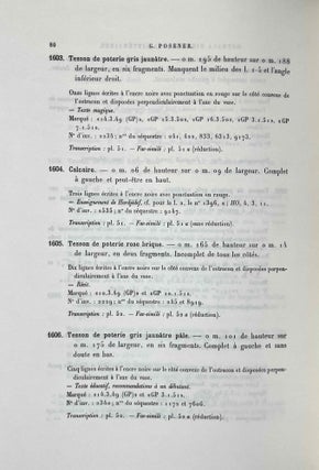 Catalogue des ostraca hiératiques littéraires de Deir el-Medineh. Tome I, Fasc. 1-2-3. Nos 1001-1108. Tome II, Fasc. 1-2-3. Nos 1109-1266. Tome III, Fasc 1-2-3. Nos 1267-1675. Tome IV, Nos 1676-1774. Tome V, Nos 1775-1873 et 1156 (complete run)[newline]M3588b-24.jpeg
