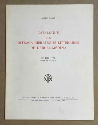 Catalogue des ostraca hiératiques littéraires de Deir el-Medineh. Tome I, Fasc. 1-2-3. Nos 1001-1108. Tome II, Fasc. 1-2-3. Nos 1109-1266. Tome III, Fasc 1-2-3. Nos 1267-1675. Tome IV, Nos 1676-1774. Tome V, Nos 1775-1873 et 1156 (complete run)[newline]M3588b-34.jpeg