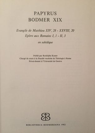 Papyrus Bodmer XIX (Evangile de Matthieu XIV, 28 - XXVIII, 20. Epitre aux Romains I,2 - II,3. En sahidique)[newline]M3591-01.jpg