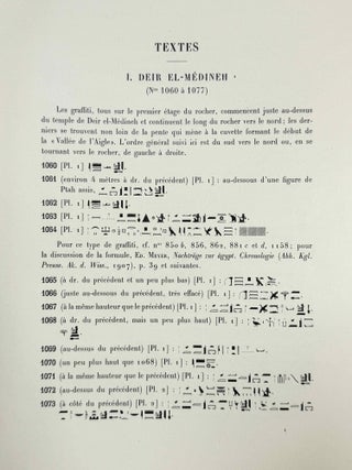 Graffiti hi&eacute;roglyphiques et hi&eacute;ratiques de la n&eacute;cropole th&eacute;baine. Nos 1060 &agrave; 1405.