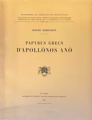 Item #M3597a Les papyrus grecs d'Apollônos Anô. REMONDON Roger