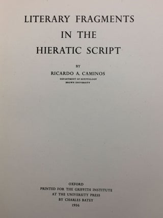 Literary fragments in the hieratic script