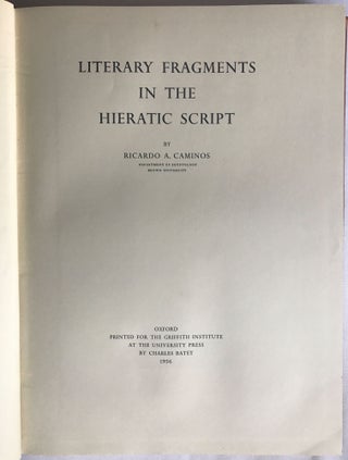 Literary fragments in the hieratic script