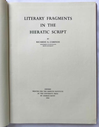 Literary fragments in the hieratic script