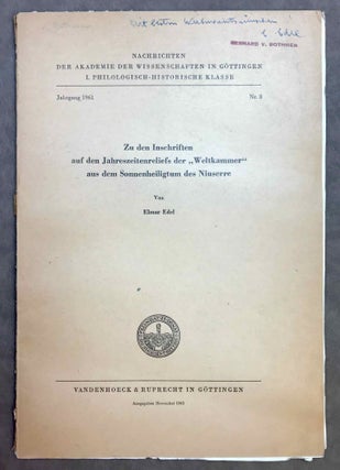Item #M3623a Zu den Inschriften aus den Jahreszeitenreliefs der "Weltkammer" aus dem...