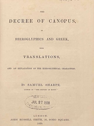 The Decree of Canopus in Hieroglyphics and Greek with Translations, and an Explanation of the Hieroglyphical Characters[newline]M3715b-02.jpeg