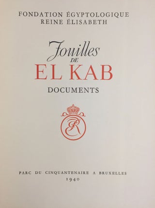 FOUILLES D'EL KAB exécutées par la Fondation Égyptologique Reine Élisabeth. Bruss., 1940-54. 3 volumes (complete set)[newline]M3720e_48.jpg