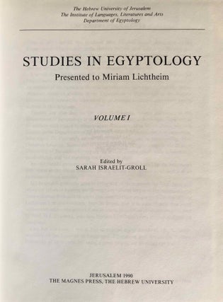 Studies in Egyptology presented to Miriam Lichtheim. 2 volumes (complete set)[newline]M3722a-03.jpg