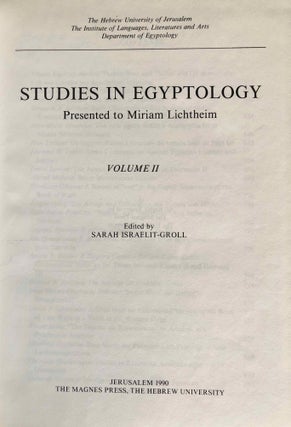Studies in Egyptology presented to Miriam Lichtheim. 2 volumes (complete set)[newline]M3722a-10.jpg