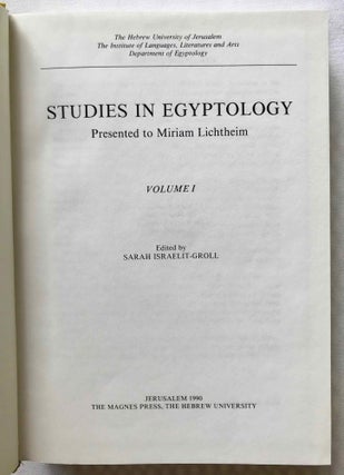 Studies in Egyptology presented to Miriam Lichtheim. 2 volumes (complete set)[newline]M3722c-01.jpg