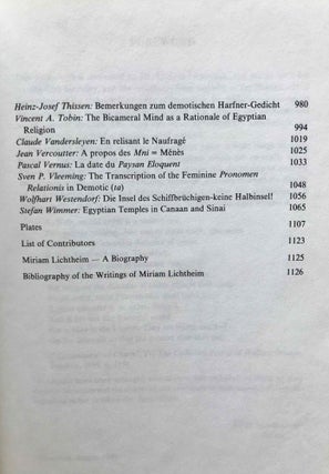 Studies in Egyptology presented to Miriam Lichtheim. 2 volumes (complete set)[newline]M3722c-08.jpg