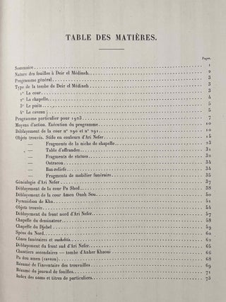 Rapports préliminaires sur les fouilles de Deir el-Medineh. Tome I to X (1922-1932). 10 volumes.