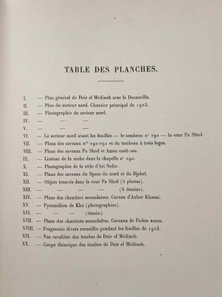 Rapports préliminaires sur les fouilles de Deir el-Medineh. Tome I to X (1922-1932). 10 volumes.
