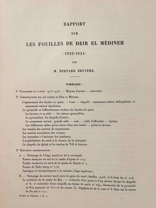 Rapports préliminaires sur les fouilles de Deir el-Medineh. Tome I to X (1922-1932). 10 volumes.