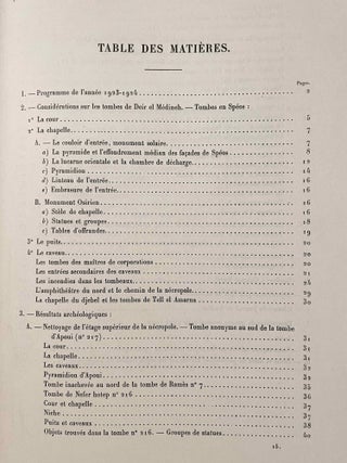 Rapports préliminaires sur les fouilles de Deir el-Medineh. Tome I to X (1922-1932). 10 volumes.[newline]M3729a-16.jpeg