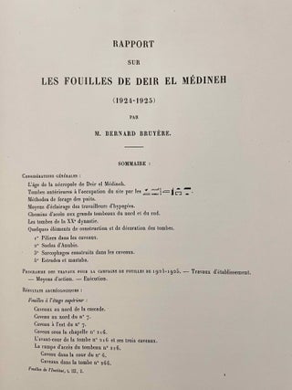 Rapports préliminaires sur les fouilles de Deir el-Medineh. Tome I to X (1922-1932). 10 volumes.[newline]M3729a-24.jpeg