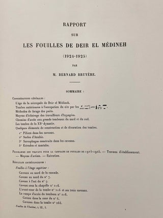 Rapports préliminaires sur les fouilles de Deir el-Medineh. Tome I to X (1922-1932). 10 volumes.