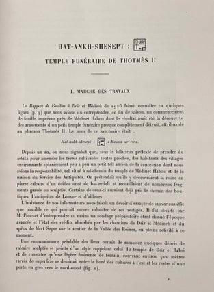 Rapports préliminaires sur les fouilles de Deir el-Medineh. Tome I to X (1922-1932). 10 volumes.[newline]M3729a-38.jpeg