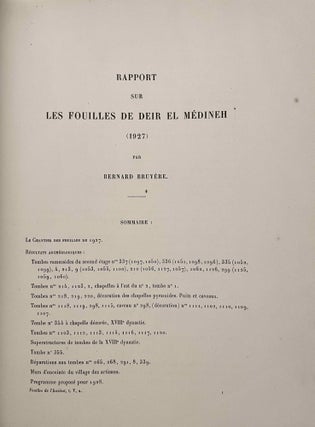 Rapports préliminaires sur les fouilles de Deir el-Medineh. Tome I to X (1922-1932). 10 volumes.