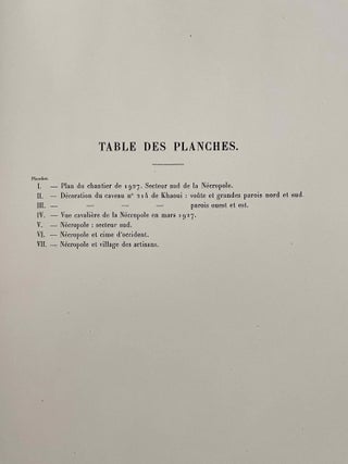 Rapports préliminaires sur les fouilles de Deir el-Medineh. Tome I to X (1922-1932). 10 volumes.[newline]M3729a-49.jpeg